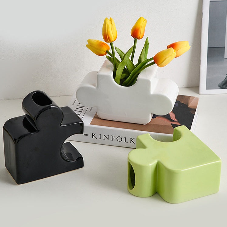 Ceramic Jigsaw Vase - Puzzle Flower Arranger