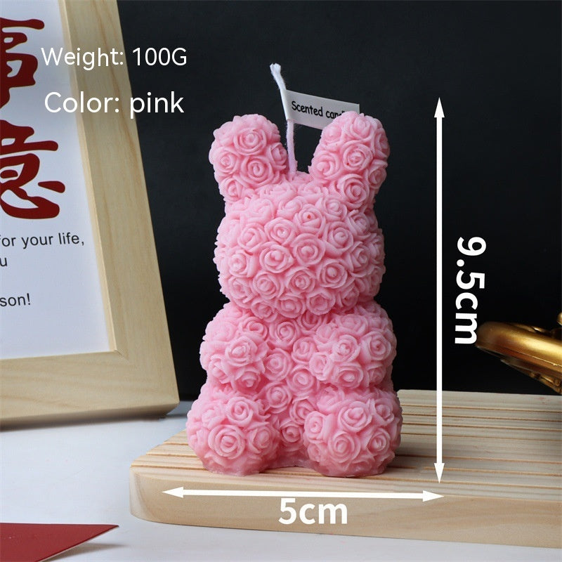 Rose Animal Soy Wax Candles - Puppy, Rabbit, Bear, Unicorn