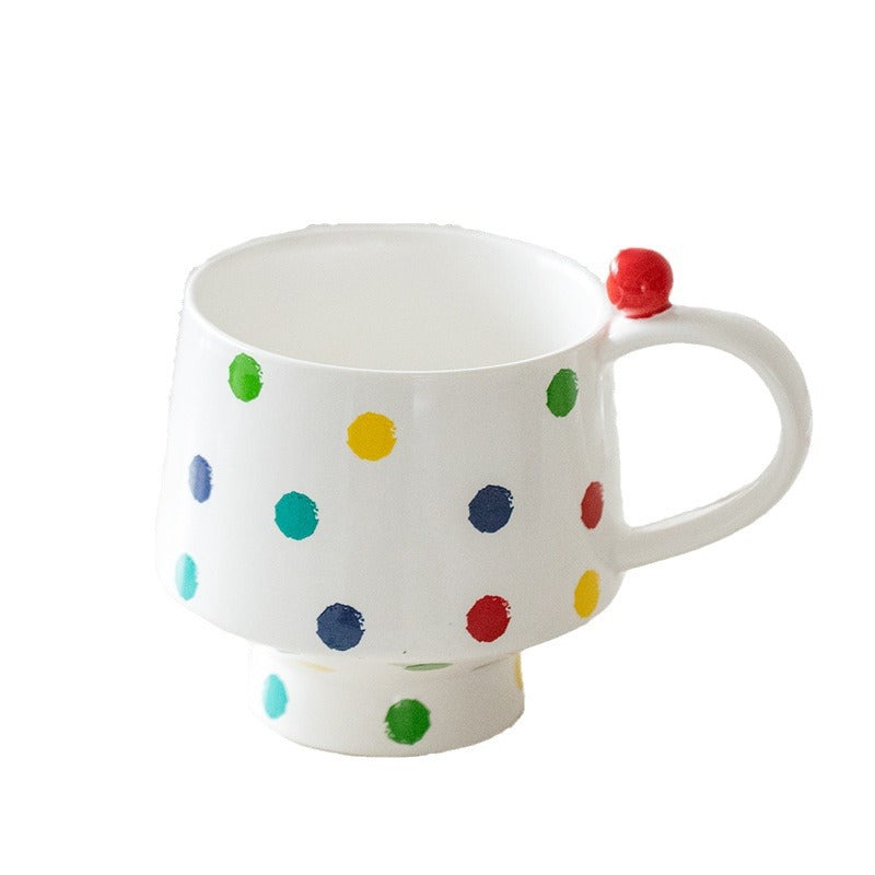 Creative Hand-painted Polka Dot Ceramic Mug Retro