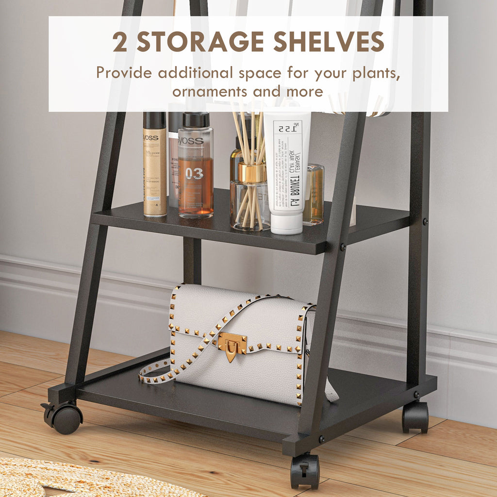 Rolling Full Length Dressing Mirror - Free Standing with Storage