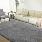 5ft x 8ft Grey Fluffy Rug
